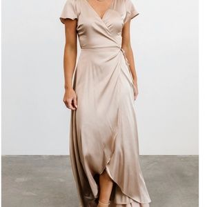 Krystal Satin Wrap Gown - Champagne